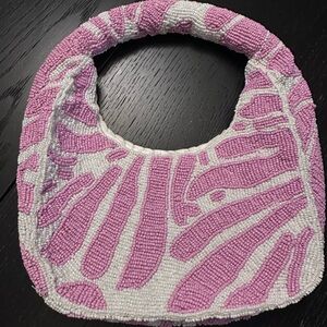 Palm Print Beaded Bag